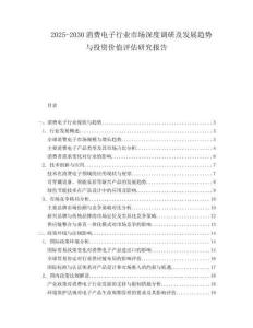 2025-2030消費(fèi)電子行業(yè)市場(chǎng)深度調(diào)研及發(fā)展趨勢(shì)與投資價(jià)值評(píng)估研究報(bào)告