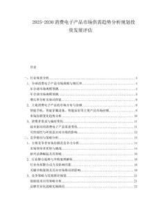 2025-2030消費(fèi)電子產(chǎn)品市場供需趨勢分析規(guī)劃投資發(fā)展評估