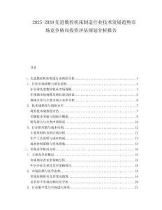 2025-2030先進數(shù)控機床制造行業(yè)技術(shù)發(fā)展趨勢市場競爭格局投資評估規(guī)劃分析報告