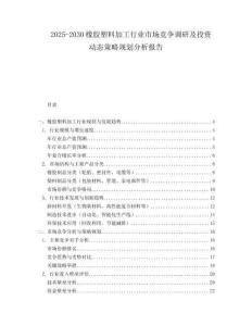 2025-2030橡膠塑料加工行業(yè)市場競爭調(diào)研及投資動態(tài)策略規(guī)劃分析報告