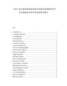 2025-2030襄陽國家級高新區(qū)創(chuàng)新發(fā)展策略研究產業(yè)市場現(xiàn)狀分析評估規(guī)劃研究報告