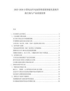 2025-2030小型電動(dòng)車電池管理系統(tǒng)智能化系統(tǒng)升級(jí)方案與產(chǎn)品質(zhì)量監(jiān)督