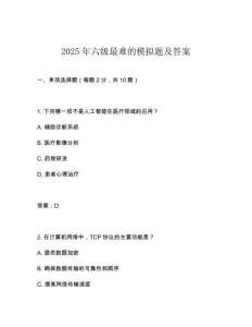 2025年六級最難的模擬題及答案