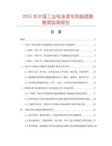 2025年中國工業電泳漆專用超濾器數據監測報告