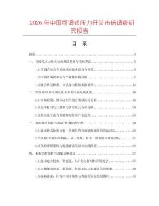 2026年中國可調式壓力開關市場調查研究報告
