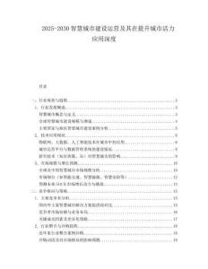 2025-2030智慧城市建設運營及其在提升城市活力應用深度