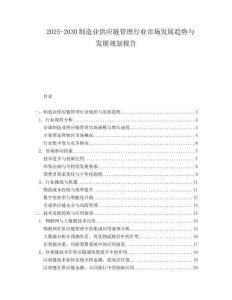 2025-2030制造業(yè)供應(yīng)鏈管理行業(yè)市場發(fā)展趨勢與發(fā)展規(guī)劃報告