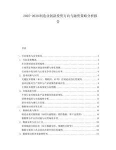 2025-2030制造業(yè)創(chuàng)新投資方向與融資策略分析報告