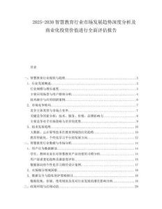 2025-2030智慧教育行業(yè)市場(chǎng)發(fā)展趨勢(shì)深度分析及商業(yè)化投資價(jià)值進(jìn)行全面評(píng)估報(bào)告
