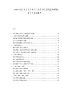 2025-2030智慧教育平臺行業(yè)市場供需現(xiàn)狀分析投資評估規(guī)劃報告