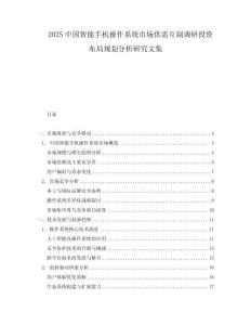2025中國智能手機操作系統市場供需互制調研投資布局規劃分析研究文集