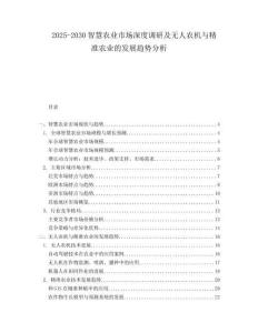 2025-2030智慧農(nóng)業(yè)市場深度調(diào)研及無人農(nóng)機與精準農(nóng)業(yè)的發(fā)展趨勢分析