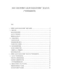 2025-2030智慧礦山技術引進及應用推廣及安全生產管理創新研究