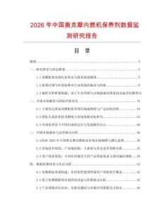 2026年中國奧克摩內燃機保養劑數據監測研究報告