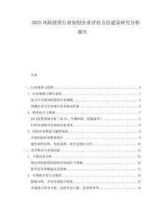 2025風(fēng)險(xiǎn)投資行業(yè)初創(chuàng)企業(yè)評(píng)估方法建議研究分析報(bào)告