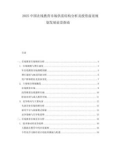 2025中國在線教育市場供需結構分析及投資前景規劃發展前景指南