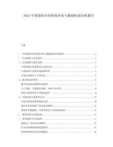 2025中國保險企業績效評估與激勵機制分析報告