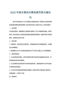 2025年租車期間車輛違章罰款代繳協議