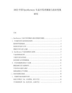 2025中國OpenHarmony生態開發者激勵與商業變現研究