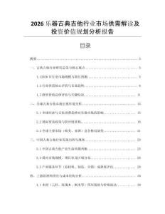 2026樂器古典吉他行業市場供需解讀及投資價值規劃分析報告
