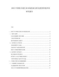 2025中國粘合劑行業市場發展分析及投資價值評估研究報告