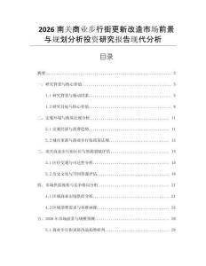 2026南關商業步行街更新改造市場前景與規劃分析投資研究報告現代分析