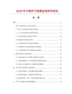 2026年中國爐子數據監測研究報告