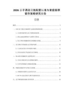 2026親子酒店設施配置標準與家庭客群留存策略研究報告