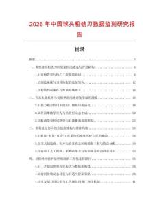 2026年中國球頭粗銑刀數據監測研究報告