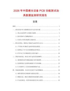 2026年中國感光設備PCB功能測試治具數據監測研究報告