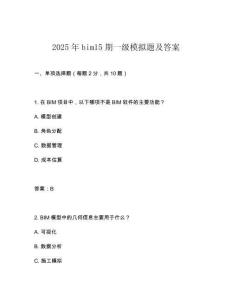 2025年bim15期一级模拟题及答案