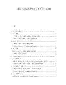 2025古建筑保護修繕技術研究示范項目