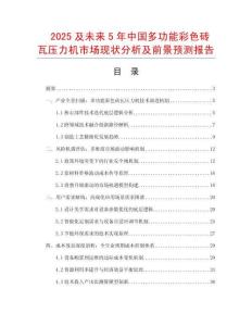 2025及未來5年中國多功能彩色磚瓦壓力機市場現狀分析及前景預測報告