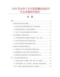 2026及未來5年中國預置扭矩扳手行業發展研究報告