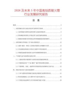 2026及未來5年中國高鋁質耐火管行業發展研究報告