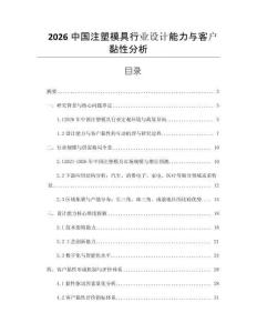 2026中國(guó)注塑模具行業(yè)設(shè)計(jì)能力與客戶黏性分析