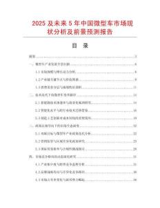 2025及未來5年中國微型車市場現狀分析及前景預測報告