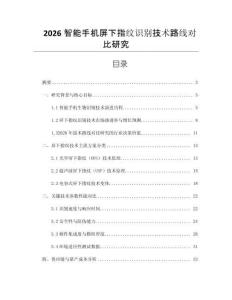 2026智能手機(jī)屏下指紋識別技術(shù)路線對比研究