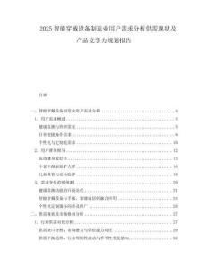 2025智能穿戴設備制造業用戶需求分析供需現狀及產品競爭力規劃報告