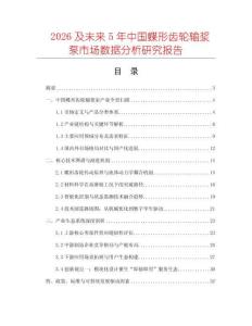 2026及未來5年中國蝶形齒輪輸漿泵市場數據分析研究報告