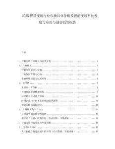 2025智慧交通行業市場具體分析及智能交通科技發展與應用與創新投資報告