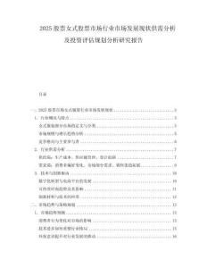 2025股票女式股票市場行業(yè)市場發(fā)展現(xiàn)狀供需分析及投資評估規(guī)劃分析研究報告