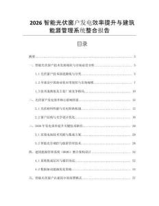 2026智能光伏窗戶發電效率提升與建筑能源管理系統整合報告