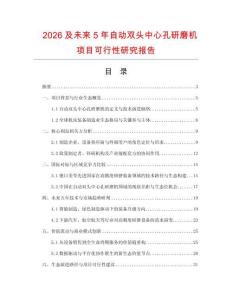 2026及未來5年自動雙頭中心孔研磨機項目可行性研究報告