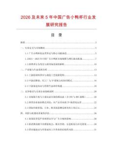 2026及未來5年中國廣告小鴨杯行業(yè)發(fā)展研究報告