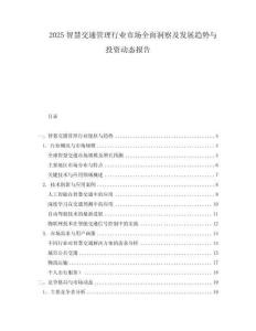 2025智慧交通管理行業市場全面洞察及發展趨勢與投資動態報告