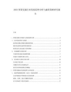 2025智慧交通行業發展趨勢分析與融資策略研究報告