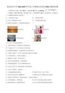 精品解析：重慶市南開中學2024-2025學年八年級上學期期末物理試題（原卷版）