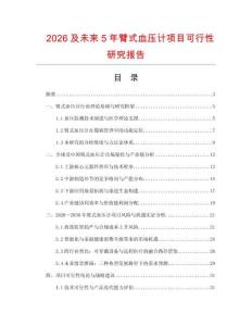 2026及未來5年臂式血壓計項目可行性研究報告