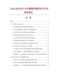 2026及未來5年外置解碼器項目可行性研究報告